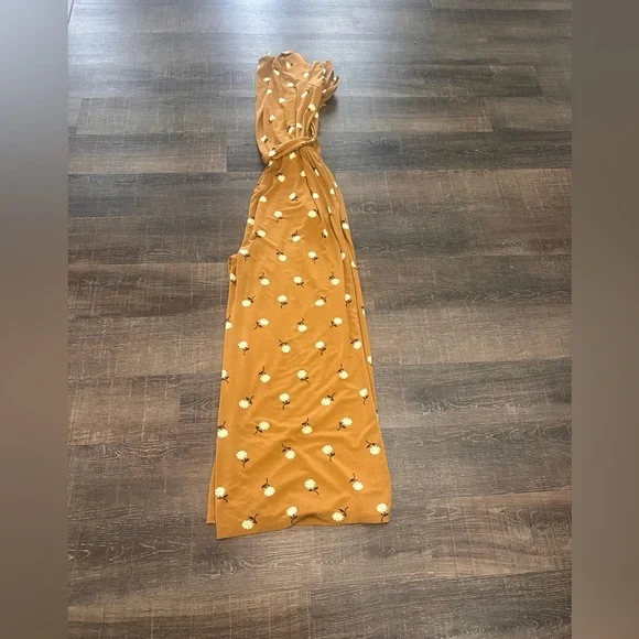 Matilda Jane Up in Front Romper Jumpsuit Brown Mustard Yellow and Floral SiE XL - Picture 2 of 6